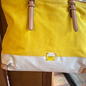 Yellow and White Tote Bag